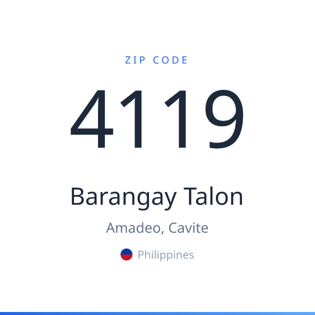Shareable ZIP code 4119 card for Barangay Talon, light theme