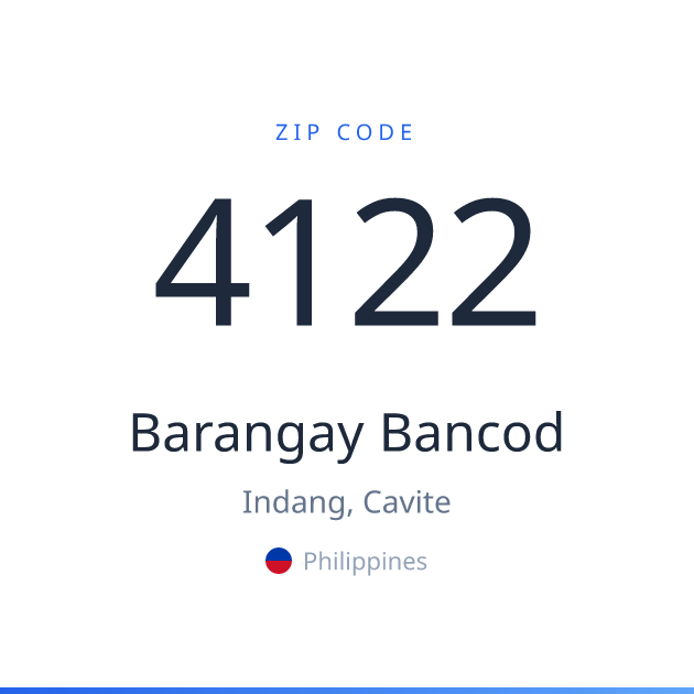 Shareable ZIP code 4122 card for Barangay Bancod, light theme