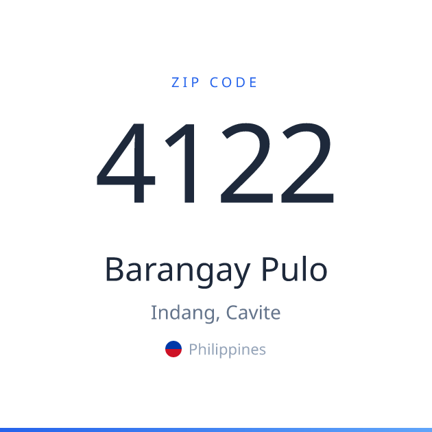 Shareable ZIP code 4122 card for Barangay Pulo, light theme