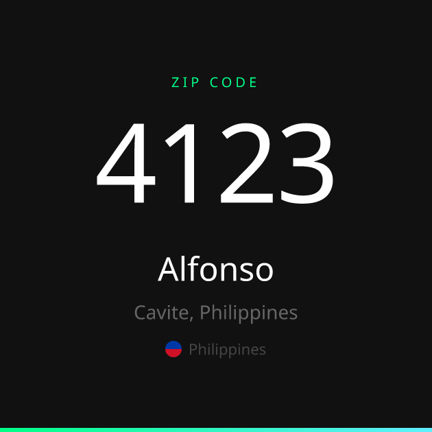 Shareable ZIP code 4123 card for Alfonso, dark theme