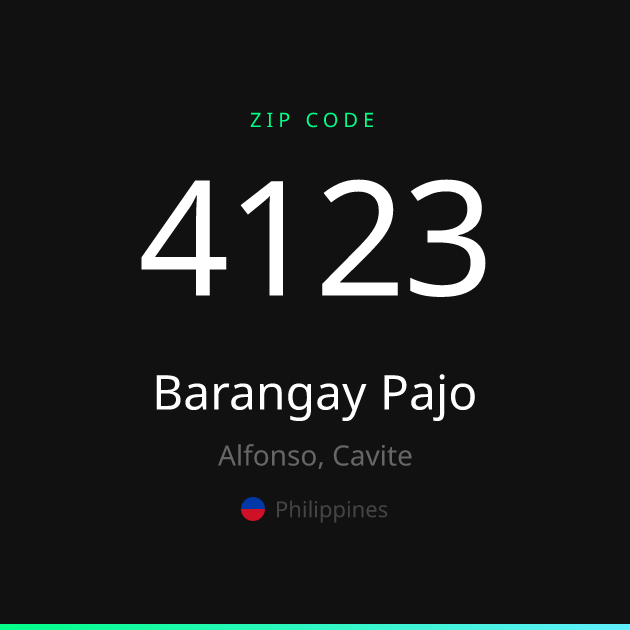 Shareable ZIP code 4123 card for Barangay Pajo, dark theme