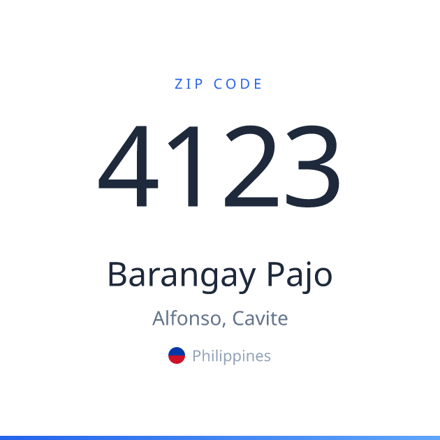 Shareable ZIP code 4123 card for Barangay Pajo, light theme