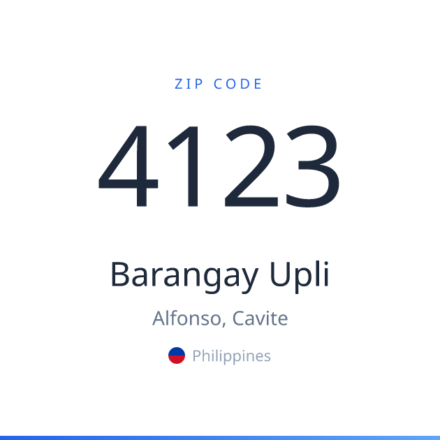 Shareable ZIP code 4123 card for Barangay Upli, light theme