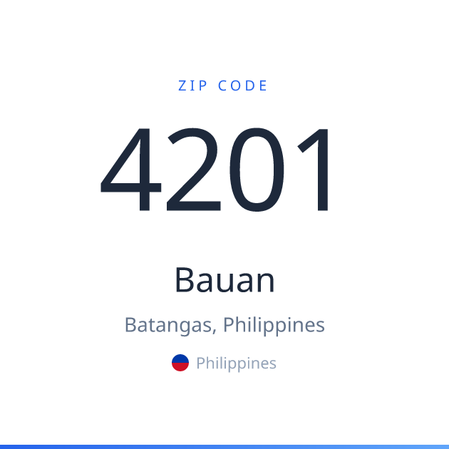 Shareable ZIP code 4201 card for Bauan, light theme