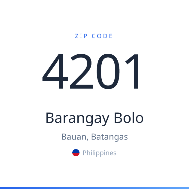 Shareable ZIP code 4201 card for Barangay Bolo, light theme