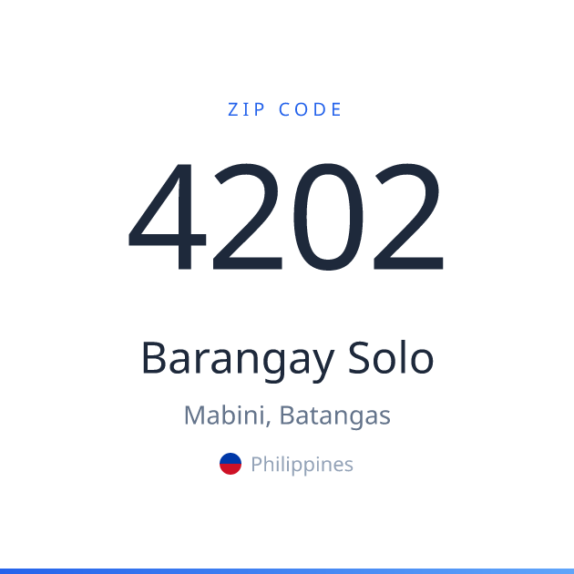 Shareable ZIP code 4202 card for Barangay Solo, light theme
