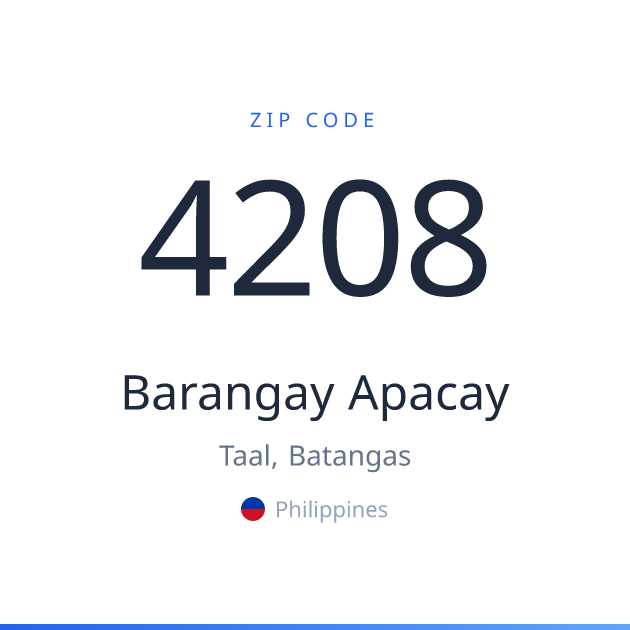 Shareable ZIP code 4208 card for Barangay Apacay, light theme