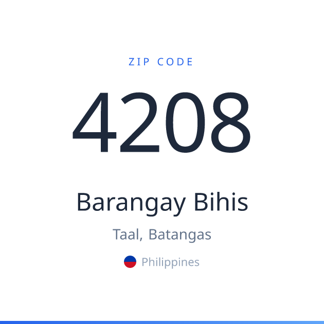 Shareable ZIP code 4208 card for Barangay Bihis, light theme