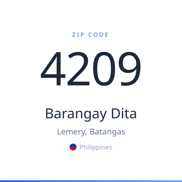 Shareable ZIP code 4209 card for Barangay Dita, light theme