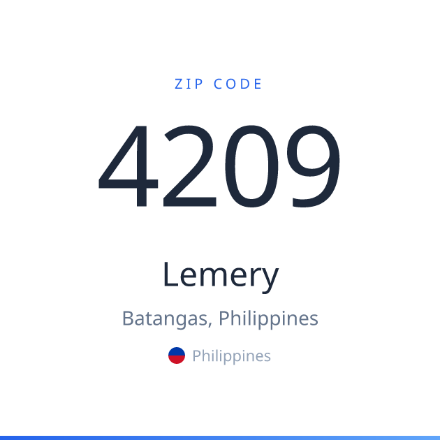 Shareable ZIP code 4209 card for Lemery, light theme