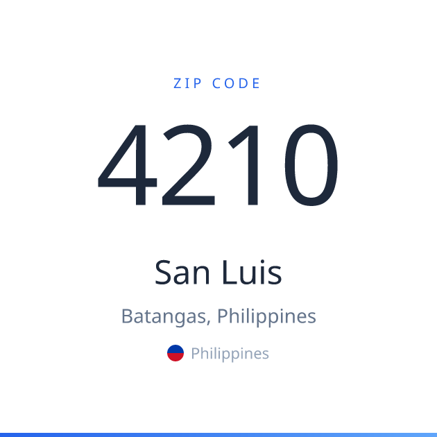 Shareable ZIP code 4210 card for San Luis, light theme