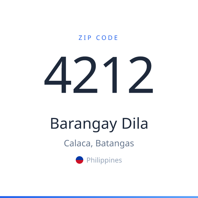 Shareable ZIP code 4212 card for Barangay Dila, light theme