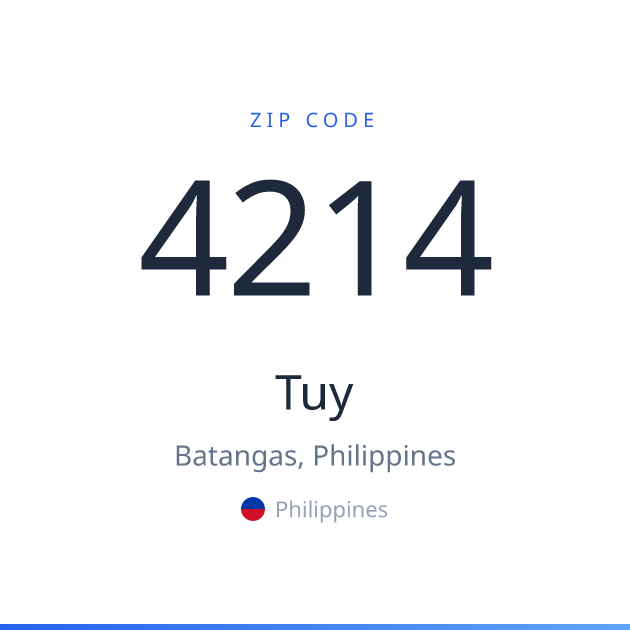Shareable ZIP code 4214 card for Tuy, light theme