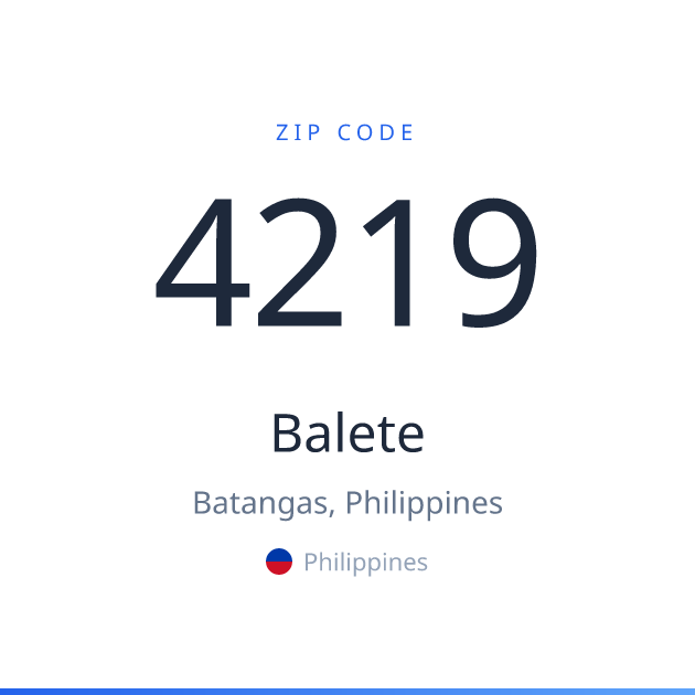 Shareable ZIP code 4219 card for Balete, light theme