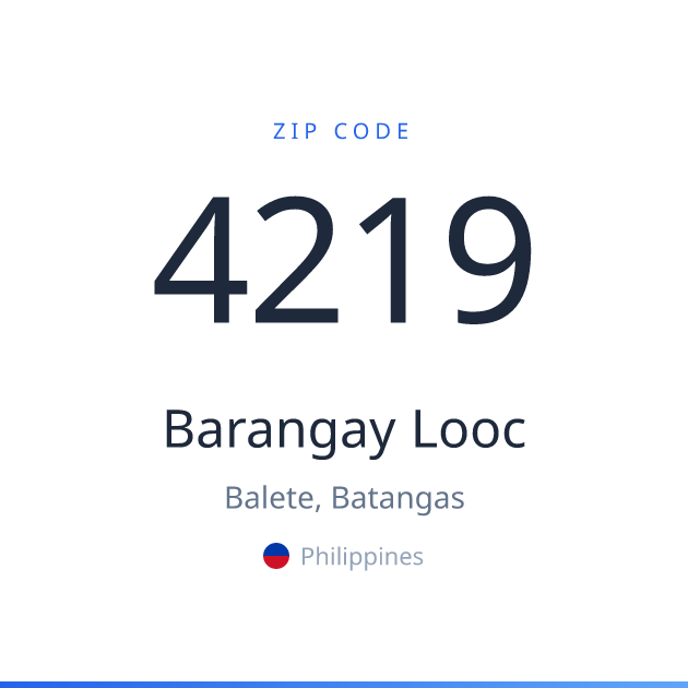 Shareable ZIP code 4219 card for Barangay Looc, light theme