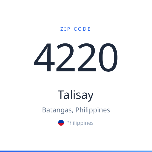 Shareable ZIP code 4220 card for Talisay, light theme