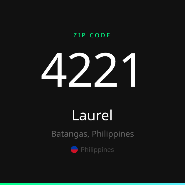 Shareable ZIP code 4221 card for Laurel, dark theme