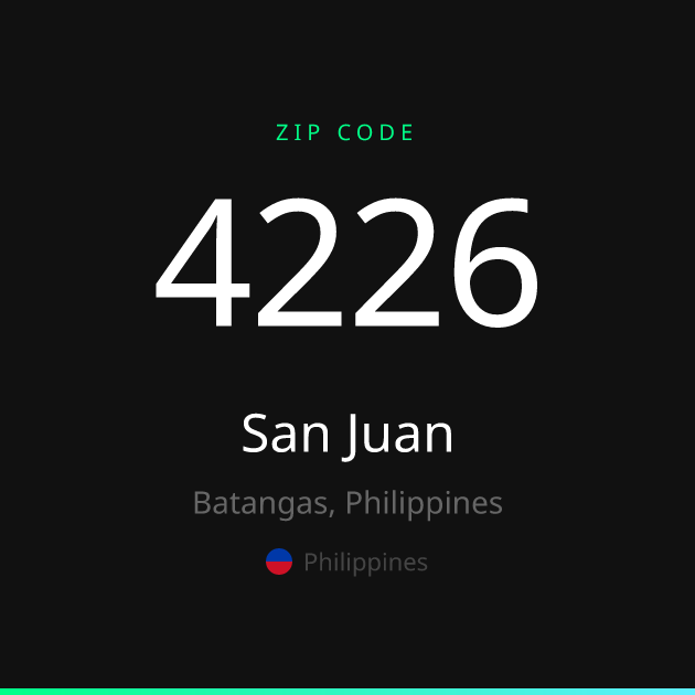 Shareable ZIP code 4226 card for San Juan, dark theme