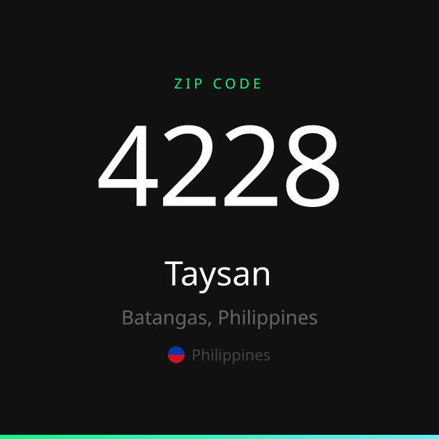 Shareable ZIP code 4228 card for Taysan, dark theme
