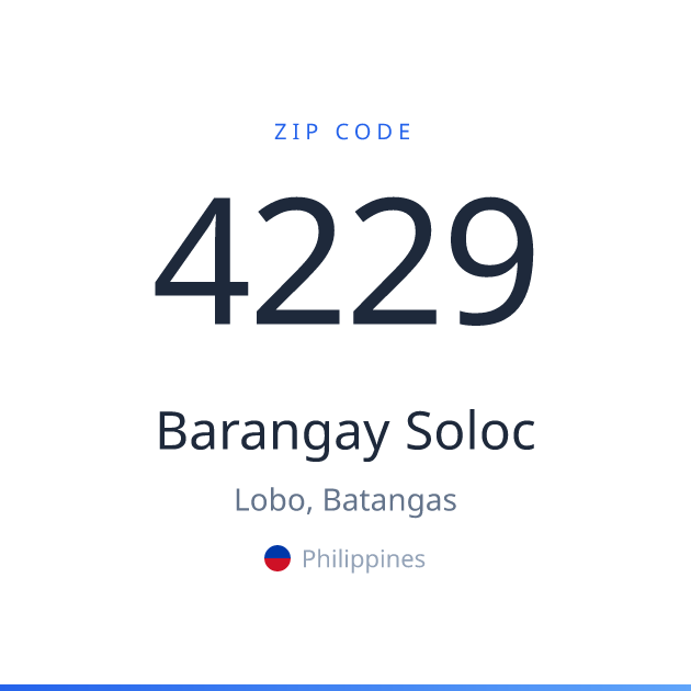 Shareable ZIP code 4229 card for Barangay Soloc, light theme