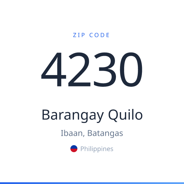 Shareable ZIP code 4230 card for Barangay Quilo, light theme