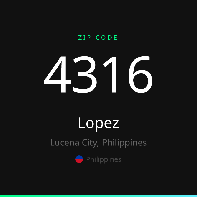 Shareable ZIP code 4316 card for Lopez, dark theme