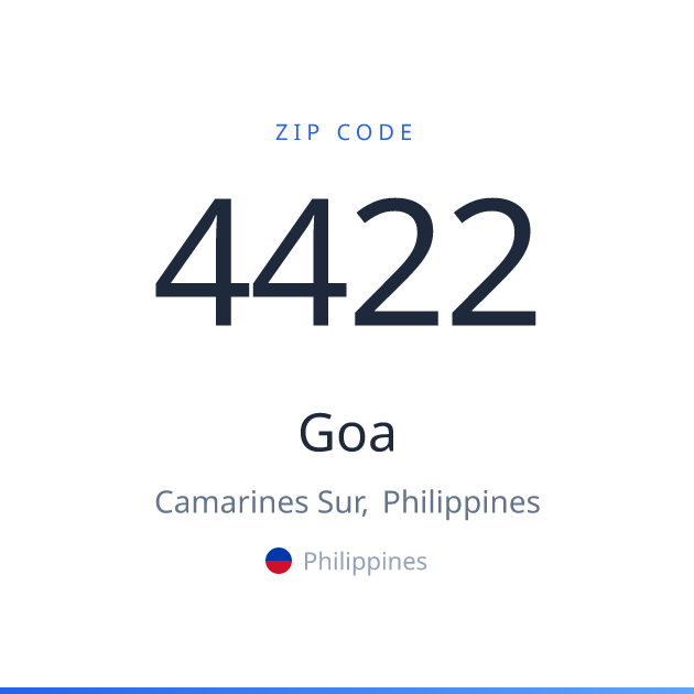 Shareable ZIP code 4422 card for Goa, light theme