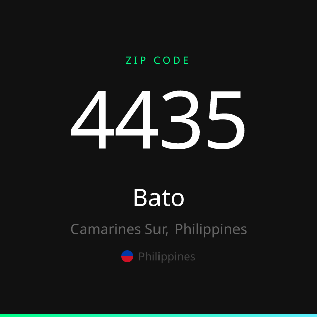 Shareable ZIP code 4435 card for Bato, dark theme