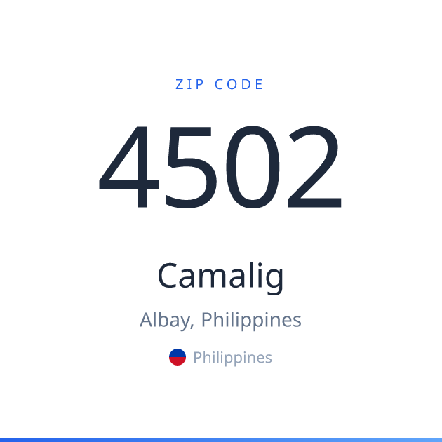 Shareable ZIP code 4502 card for Camalig, light theme