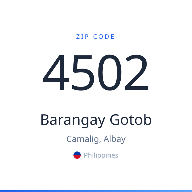 Shareable ZIP code 4502 card for Barangay Gotob, light theme