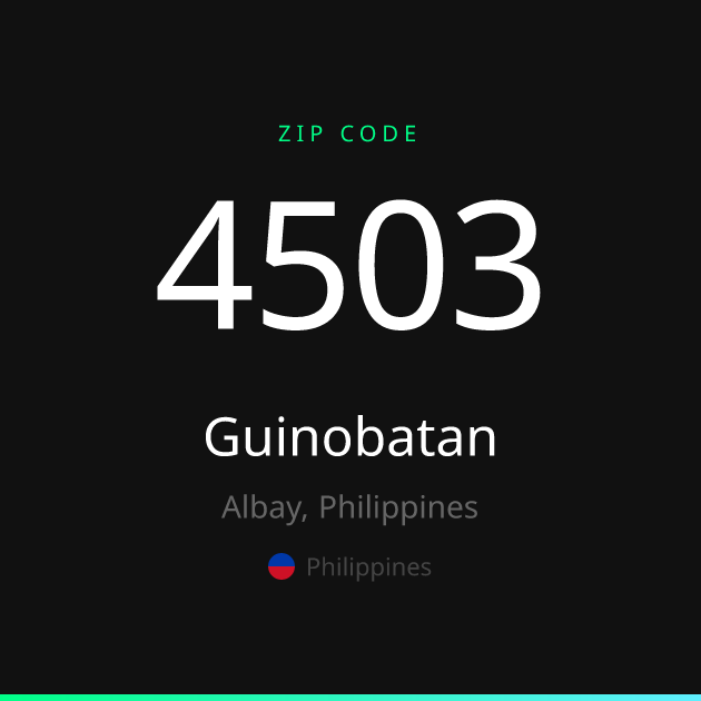Shareable ZIP code 4503 card for Guinobatan, dark theme