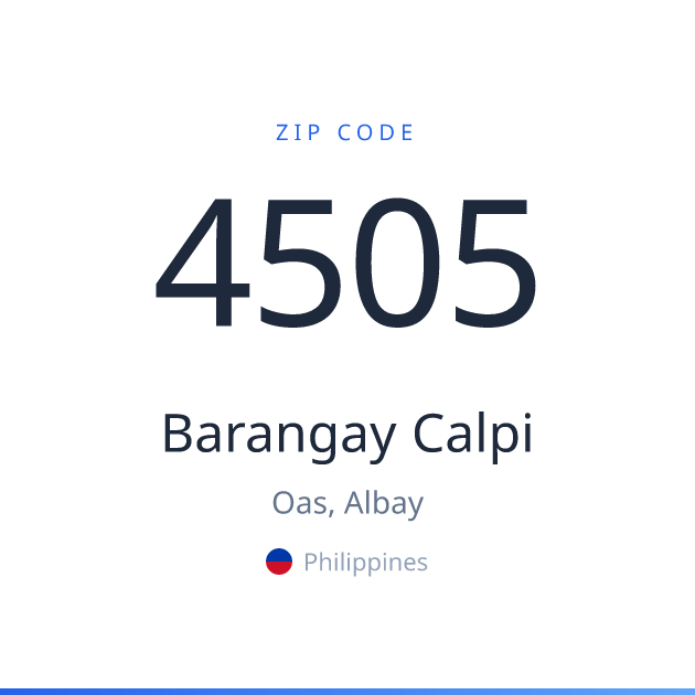 Shareable ZIP code 4505 card for Barangay Calpi, light theme