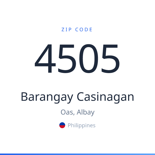 Shareable ZIP code 4505 card for Barangay Casinagan, light theme