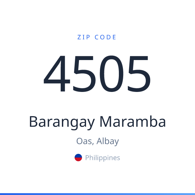 Shareable ZIP code 4505 card for Barangay Maramba, light theme