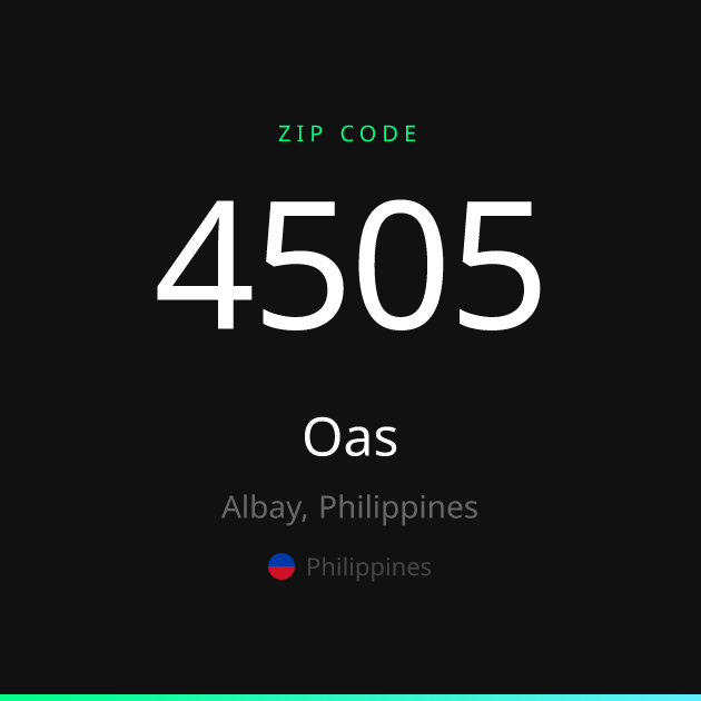 Shareable ZIP code 4505 card for Oas, dark theme