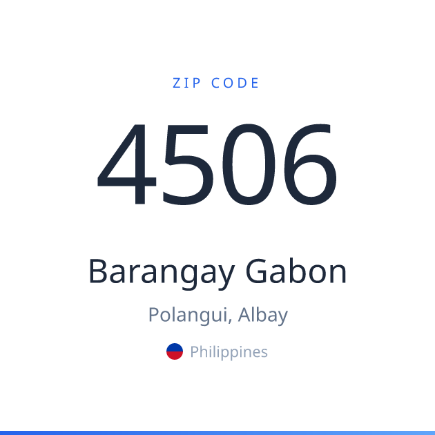 Shareable ZIP code 4506 card for Barangay Gabon, light theme