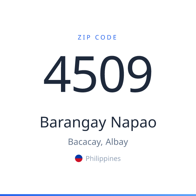 Shareable ZIP code 4509 card for Barangay Napao, light theme