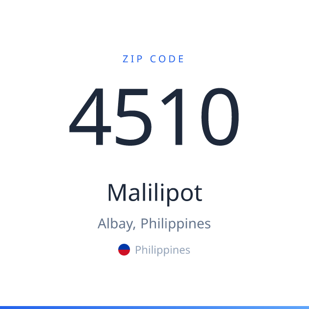 Shareable ZIP code 4510 card for Malilipot, light theme