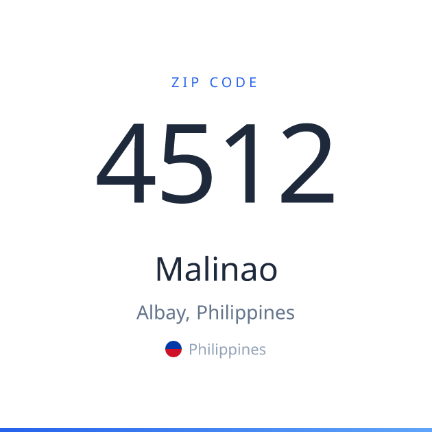 Shareable ZIP code 4512 card for Malinao, light theme