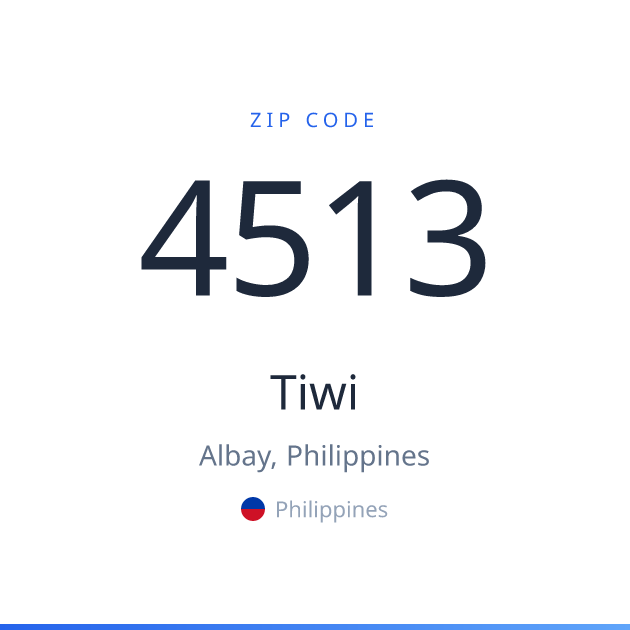 Shareable ZIP code 4513 card for Tiwi, light theme