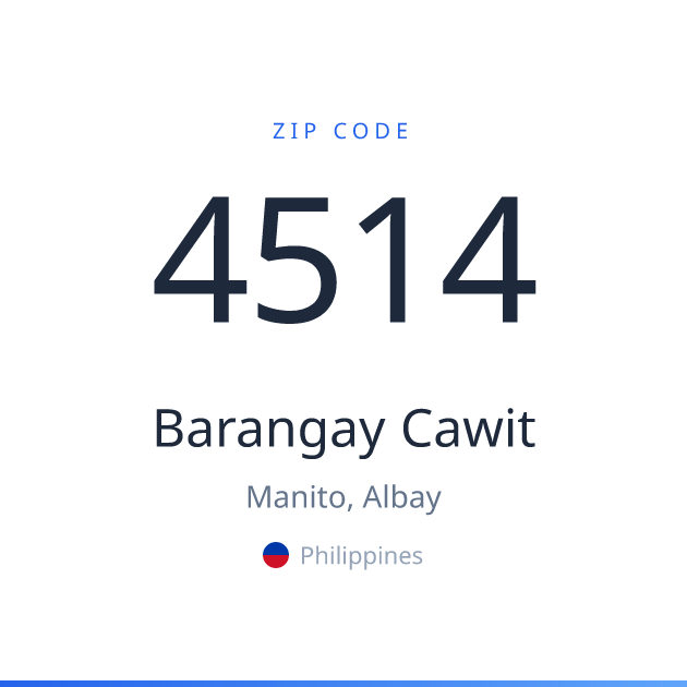 Shareable ZIP code 4514 card for Barangay Cawit, light theme