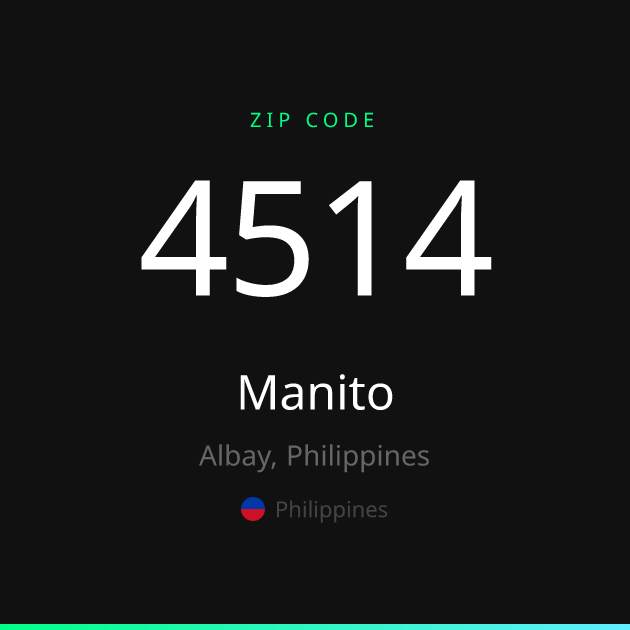 Shareable ZIP code 4514 card for Manito, dark theme