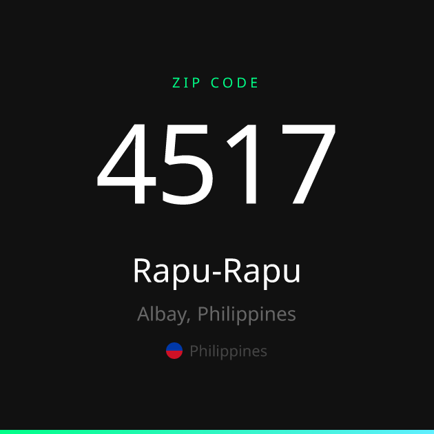 Shareable ZIP code 4517 card for Rapu-Rapu, dark theme