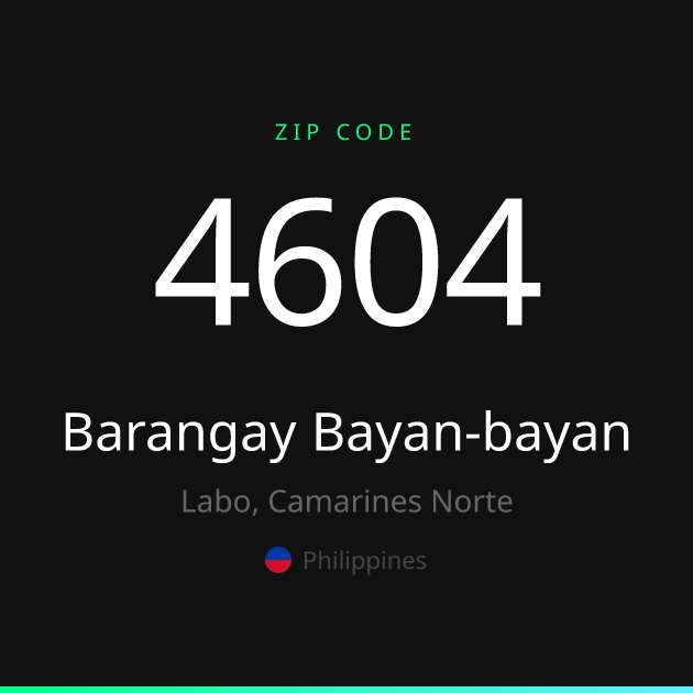 4604 Barangay Bayan-bayan ZIP Code 4604 | Labo, Philippines