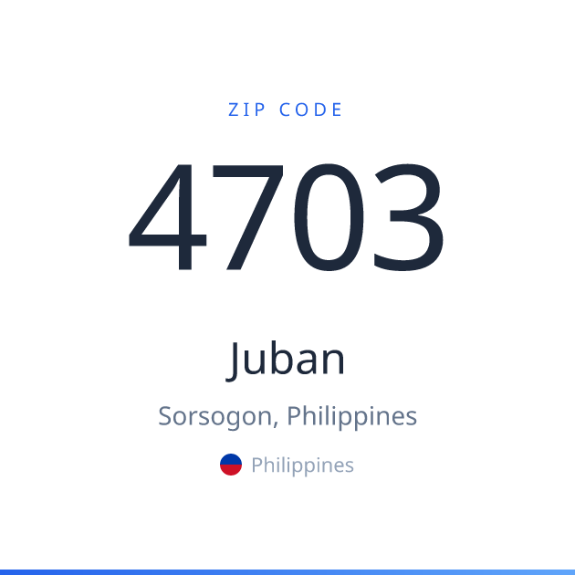 Shareable ZIP code 4703 card for Juban, light theme