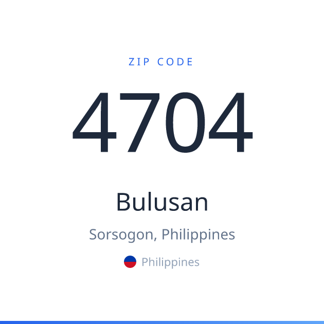 Shareable ZIP code 4704 card for Bulusan, light theme