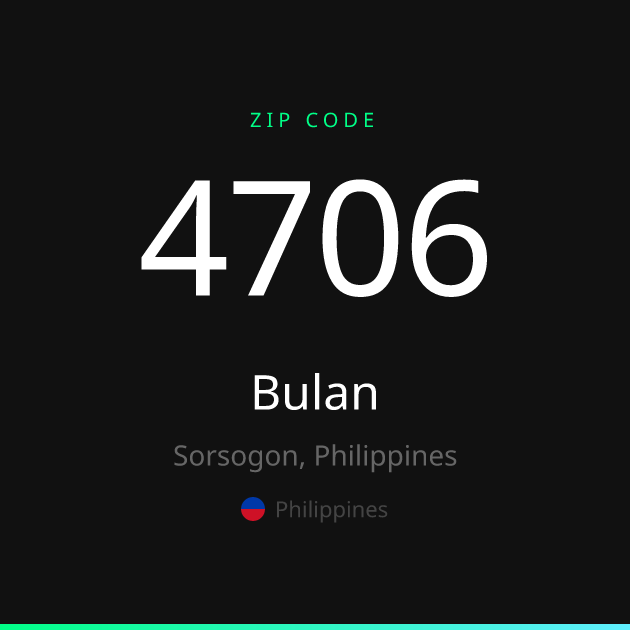 Shareable ZIP code 4706 card for Bulan, dark theme