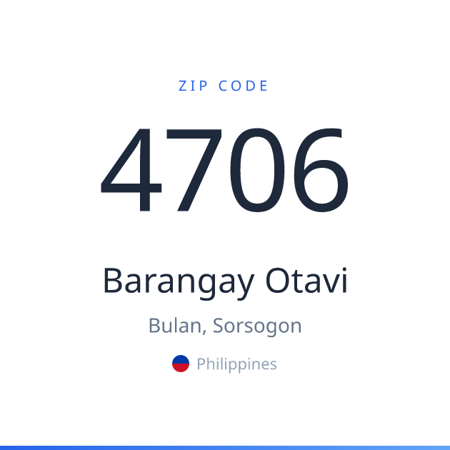 Shareable ZIP code 4706 card for Barangay Otavi, light theme