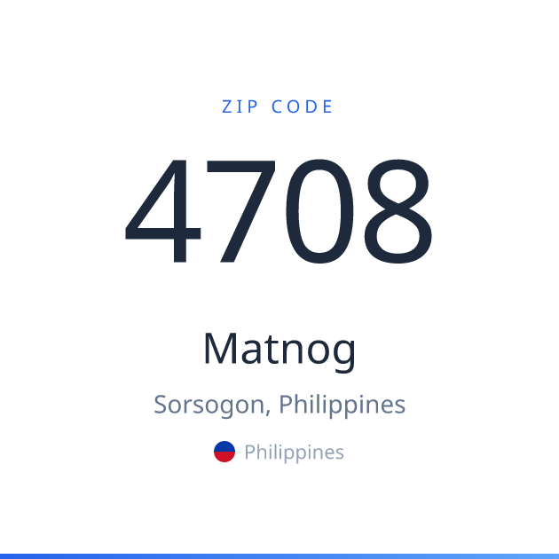 Shareable ZIP code 4708 card for Matnog, light theme