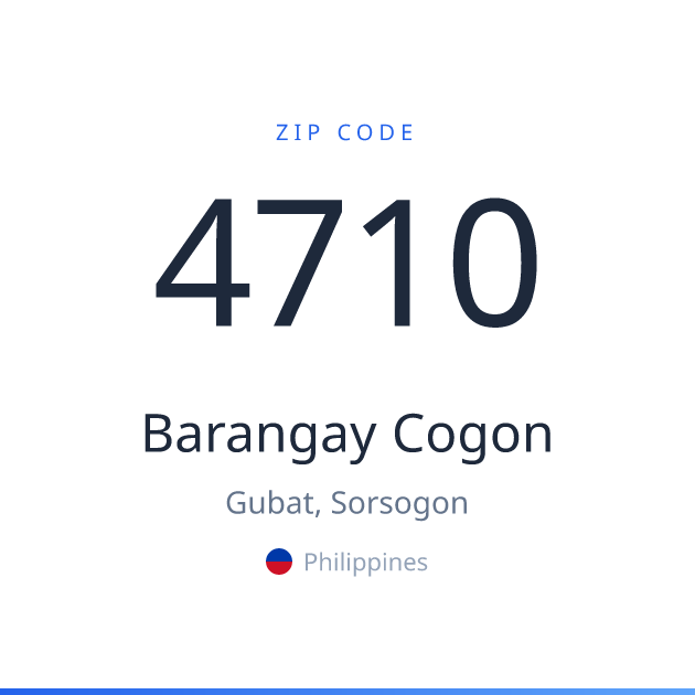 Shareable ZIP code 4710 card for Barangay Cogon, light theme